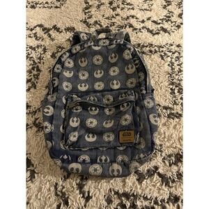 Loungefly Disney Distressed Denim Blue Star Wars Imperial Star Backpack
